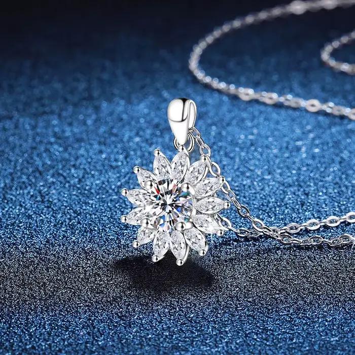 Collier en argent sterling 925 pour femmes, Zircom avec diamant de laboratoire, bijoux, pendentif de mariage, plaqué or blanc