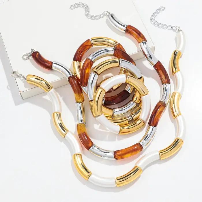 Colliers épais en bambou et acrylique pour femmes