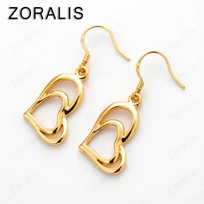 Boucles d'oreilles en forme de coeur en or 18 carats pour femmes occasion engagement élégance mariage bijoux de mode
