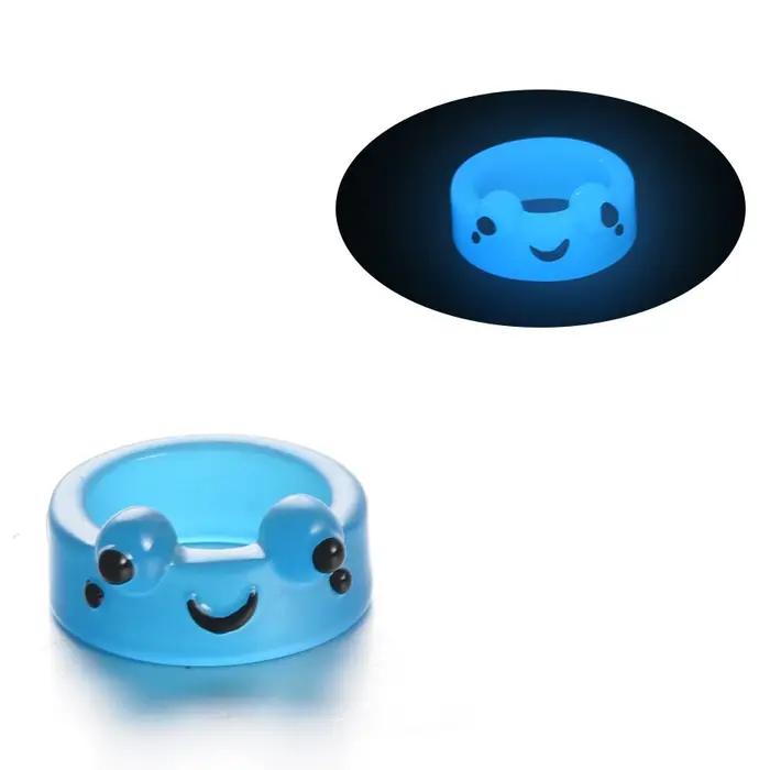 Bague grenouille Shoous en résine acrylique colorée pour femmes et filles