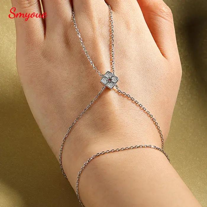 Smyoue certifié tous les Bracelets en diamant de laboratoire Moissanite pour femmes réglable 15-20 cm chaîne de luxe classique pur argent Sterling 925