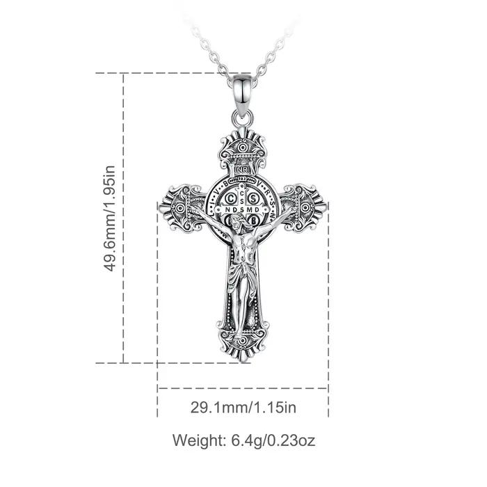 Eudora-Collier médaille Saint Benoît en argent regardé 925 pour hommes et femmes