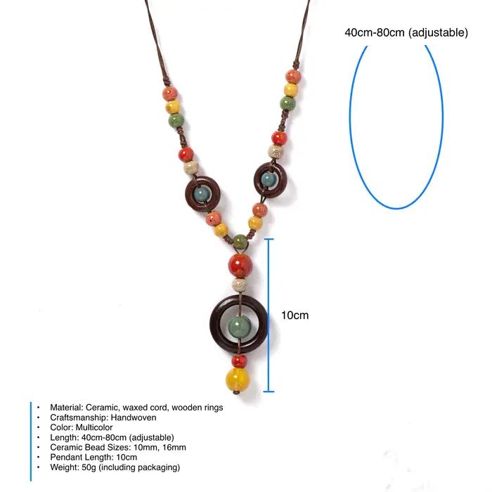 Collier en céramique fait main planète colorée pour femme