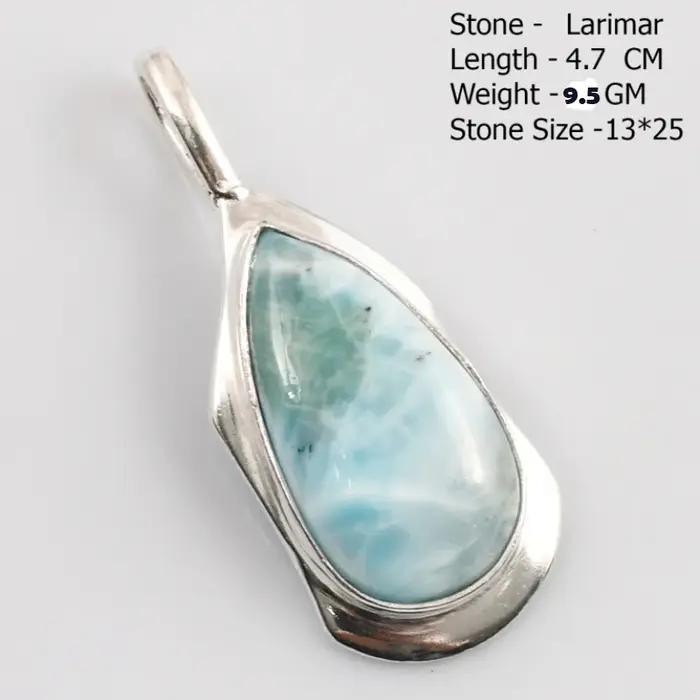 Pendentif en pierre semi-précieuse Larimar avec cadre en argent tibétain pour femmes occasions spéciales cadeau unique