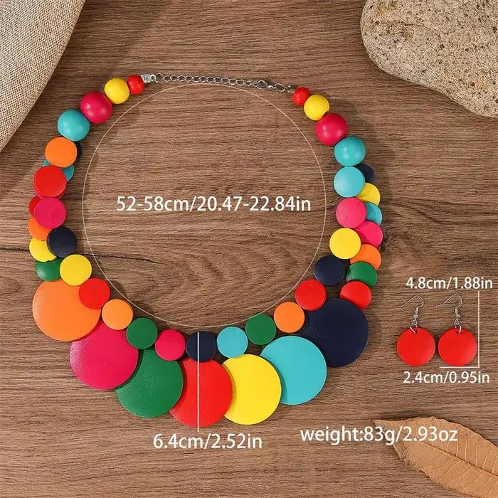 Collier en bois vintage à deux couches pour robe de soirée de mariage africain, ensembles de bijoux,