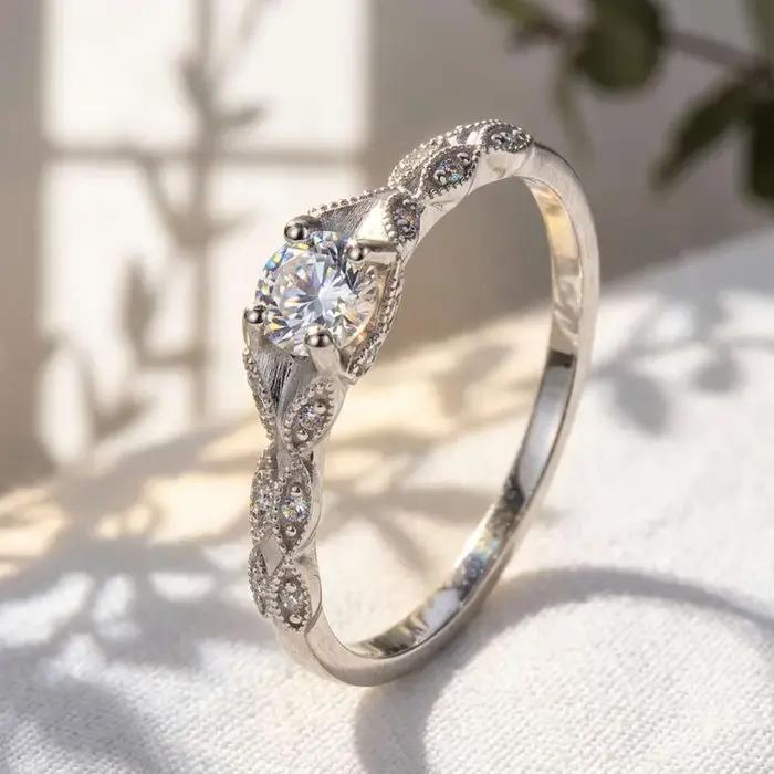 Bague en argent sterling 925 avec zircone pour femme