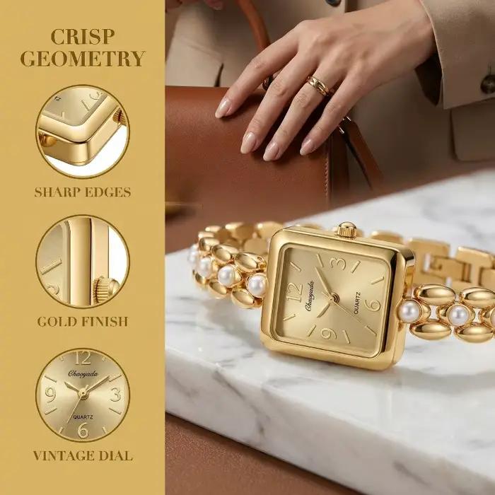 Montre de Luxe pour Femme, Montre-Bracelet Carrée à Quartz Tendance, Élégance Vintage, Montre-Bracelet pour Femme, Cadeau, Reloj de Mujer