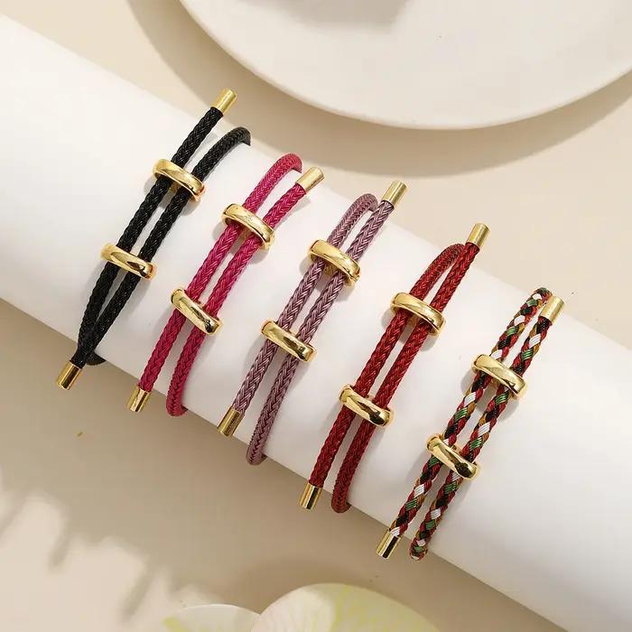Bracelet en corde ajustable avec finition or pour femmes, accessoire de mode classique pour occasions spéciales