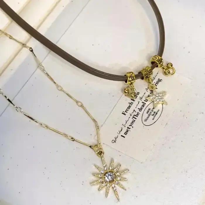 Collier réglable en Zircon étoile de soleil pour femmes