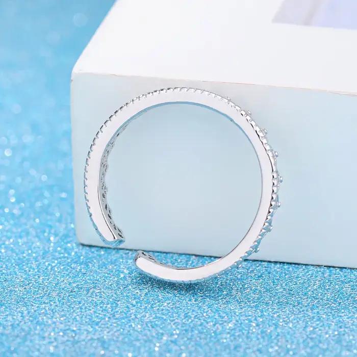 LYNNE bijoux nouvelle couronne romantique à la mode CZ 925 bagues en argent Sterling conception d'engrenage fin Zircon bague réglable femmes cadeau d'anniversaire