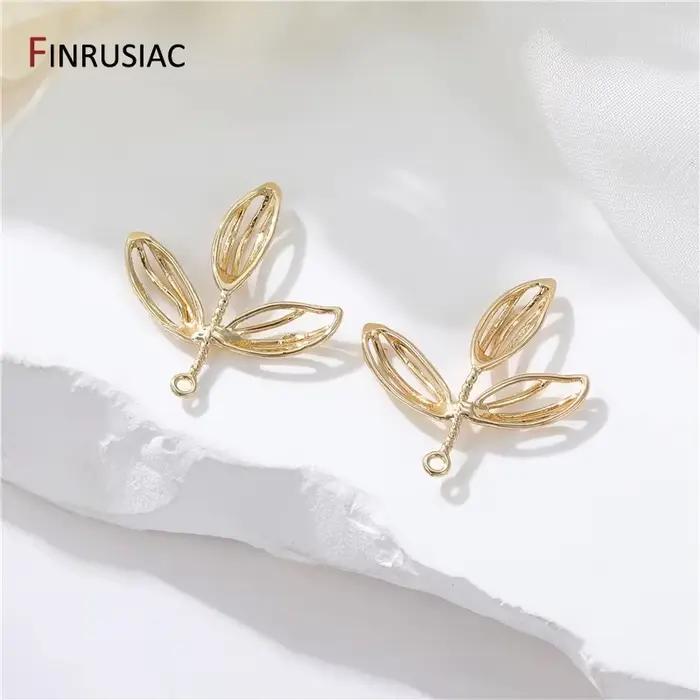 Mode 14K plaqué or laiton feuille/fleur breloques pendentifs pour bricolage femmes collier fabrication de bijoux accessoires résultats