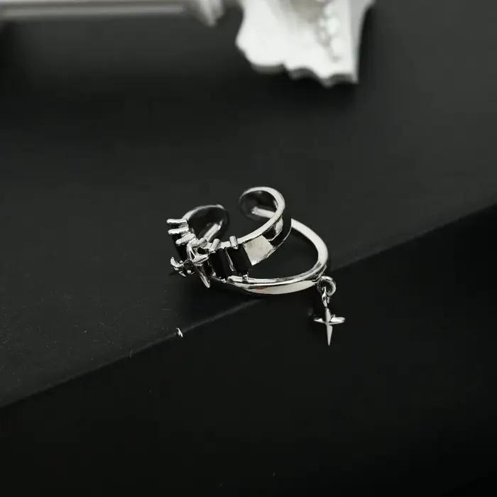 Boucles d'oreilles Hip-Hop en forme d'étoile à épines superposées