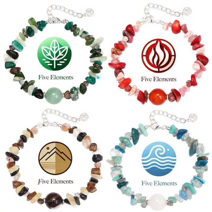 Bracelet en pierre semi-précieuse à cinq éléments pour couples amoureux, guérison des chakras, richesse, yoga et méditation