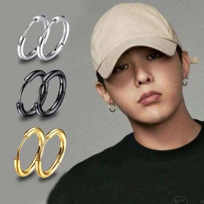 1 paire de boucles d'oreilles en acier inoxydable pour femmes et hommes