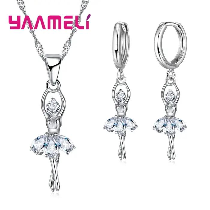 Ensemble de bijoux en zircone cubique et argent sterling pour femmes, colliers et boucles doreilles pour mariages et fêtes
