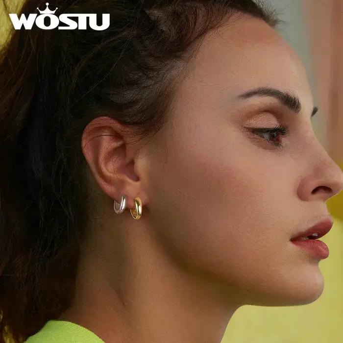 Boucles d'oreilles créoles bicolores plaquées argent regardé 925 pour femmes