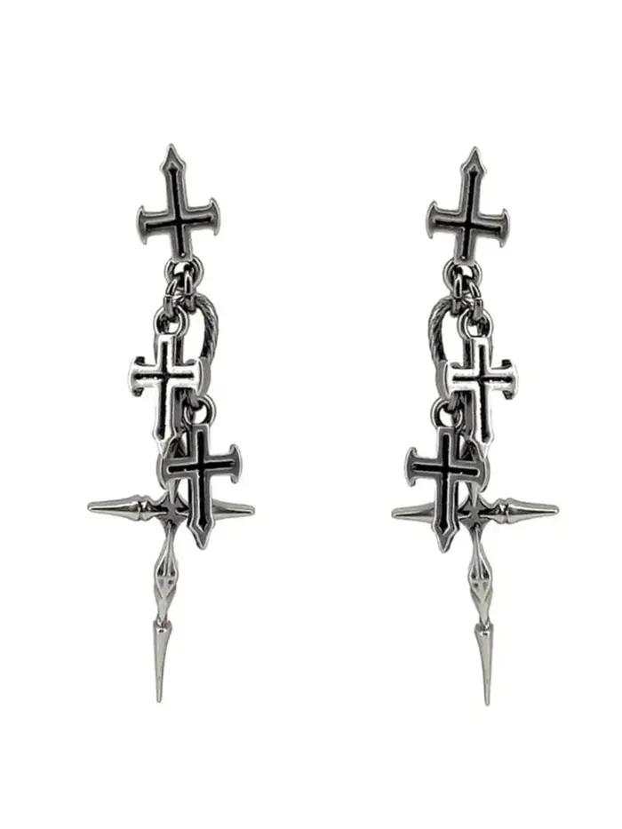 Boucles d'oreilles pendantes croisées de style gothique, accessoires de bijoux à la mode, choix parlé pour hommes et femmes