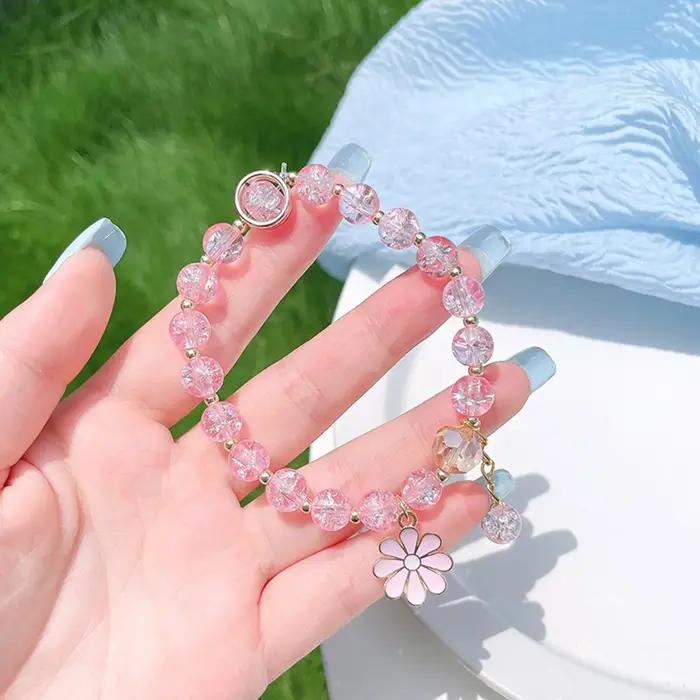 Bracelet perlé en cristal de pop-corn mignon pour femme