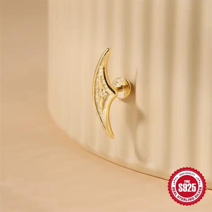 AIDE 925 argent Sterling 1 pièce brillant géométrique voilier caché Helix Piercing boucle d'oreille pour les femmes Punk bijoux personnalités mode