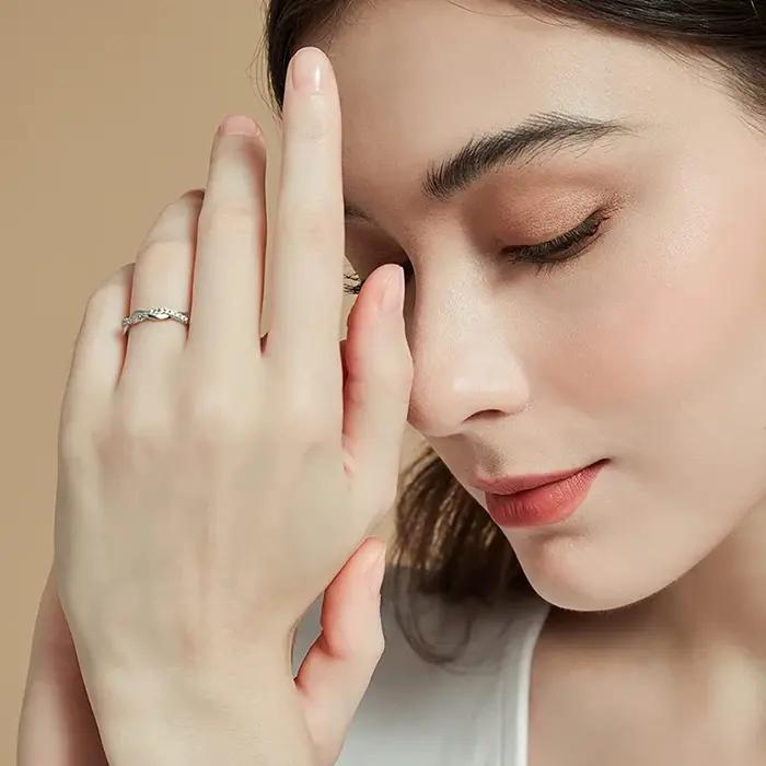 Alliance de fiançailles en cuivre plaquée argent sertie de zirconium pour femmes, occasions spéciales, engagement romantique