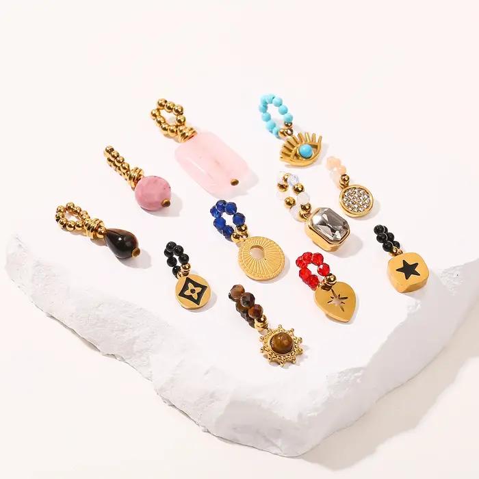 JD – boucles d'oreilles pendantes en pierre naturelle pour femmes