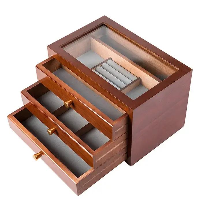 Boîte à Bijoux en Bois Multifonctionnelle de Style MELStyle Rétro