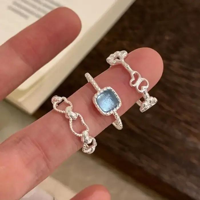 Sam Panda – bague en argent Sterling 925 avec Zircon bleu pour femmes