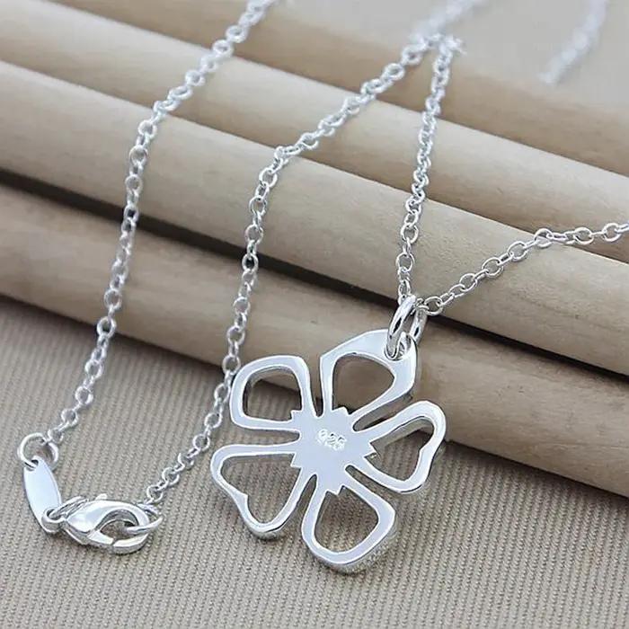 Collier avec pendentif trèfle en argent Sterling 925 pour femmes