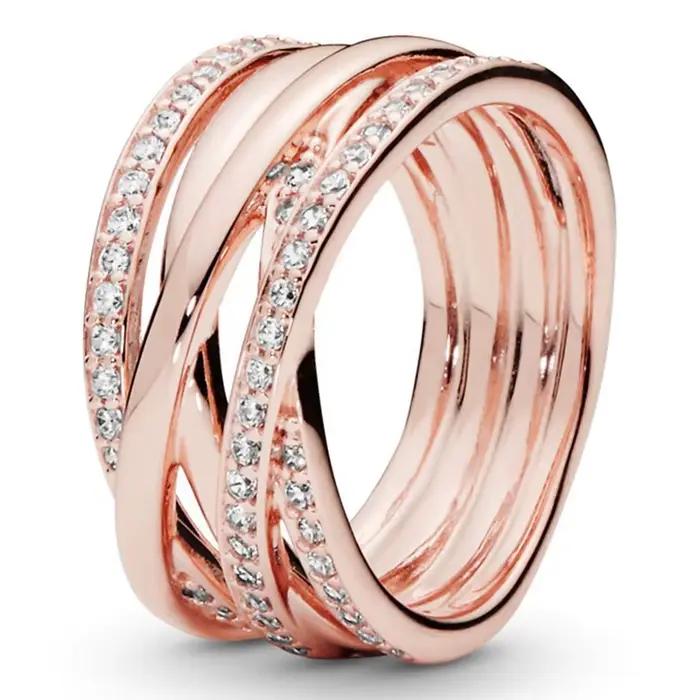 Bague minimaliste de luxe en argent sterling S925