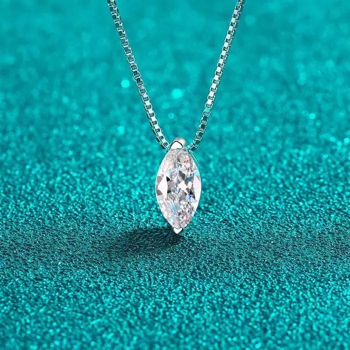 Collier de clavicule en moissanite marquise 1 carat argent sterling 925 pour femmes occasions spéciales anniversaire automne hiver