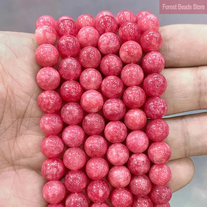 Perles Rondes en Pierre Naturelle de Rhodochrosite Rouge, Calcédoine pour Bijoux de Direction, Brin