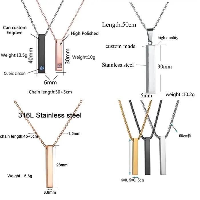 Collier personnalisé en acier inoxydable avec nom et Date