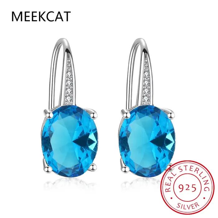 Boucles d'oreilles ovales naturelles en argent Sterling 925 pour femmes