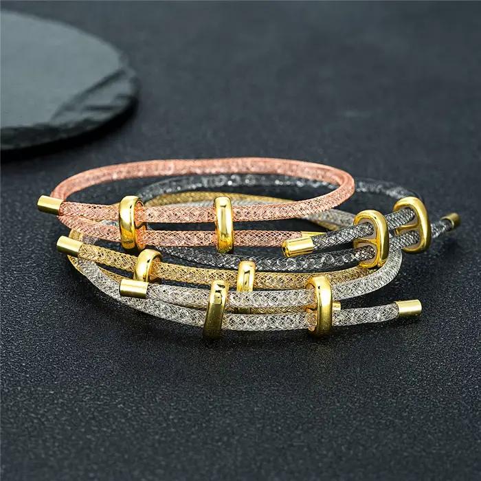 Bracelet de Couple à la mode pour hommes et femmes, en maille de cristal, étanche, bijoux d'amitié, cadeau