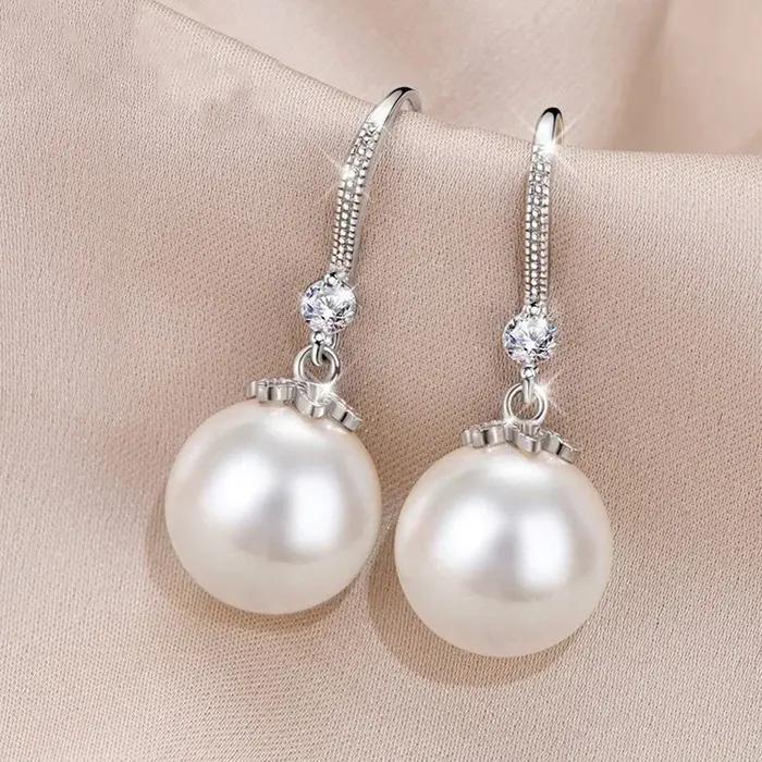 Boucles d'oreilles en argent Sterling 925, fleur en perles d'eau douce pour femmes, bijoux de luxe pour mariage, accessoires féminins élégants, cadeau à la mode