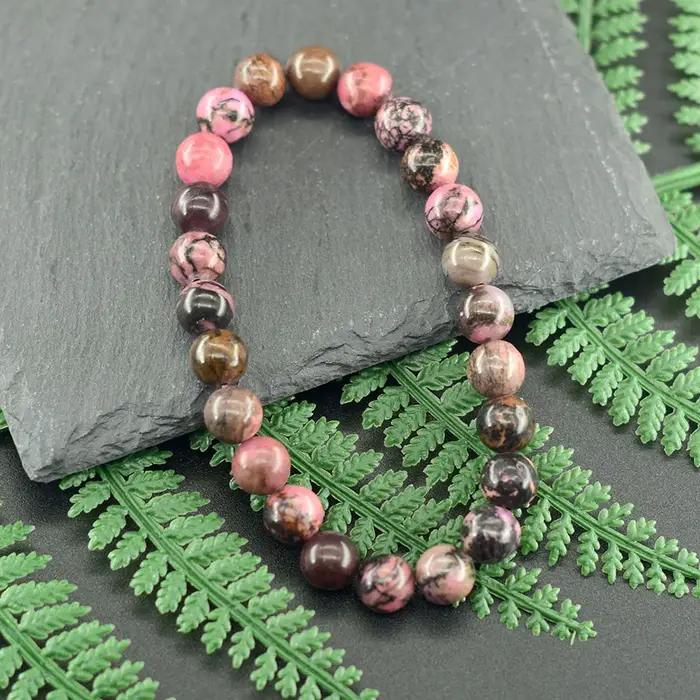 Bracelets de perles en Rhodonite naturelle pour hommes et femmes