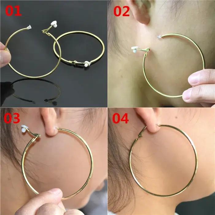 Boucles d'oreilles à clip pour femmes sans piercing élégantes à la mode ronds or jaune clair rhodium occasionnels étudiantes professionnelles