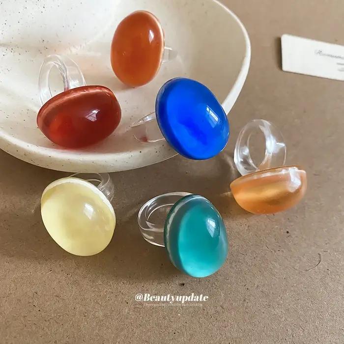 Bague ovale en résine, bijoux élégants pour femmes