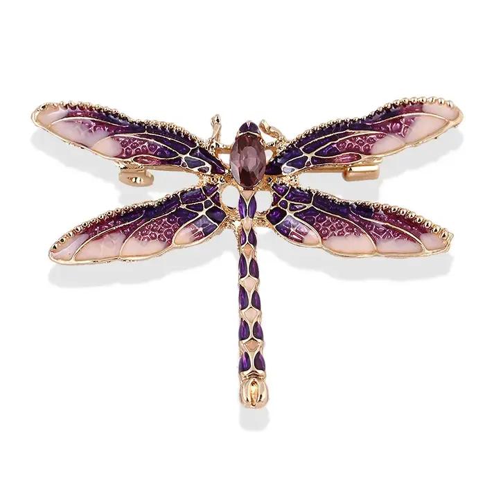 Broche libellule Vintage en cristal pour femmes