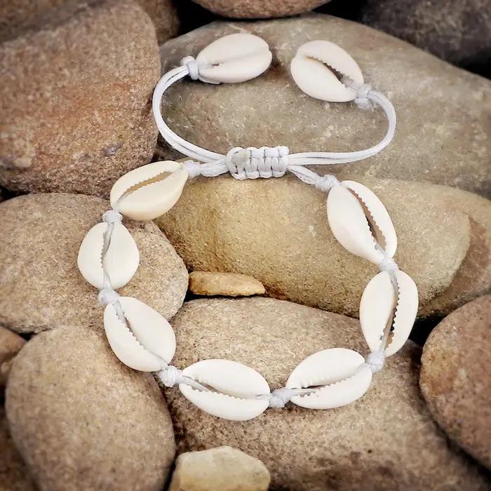 Bracelets de cheville en coquillage de plage d'été Boho style à la main corde en cuir réglable pour femmes occasions spéciales cadeau amical