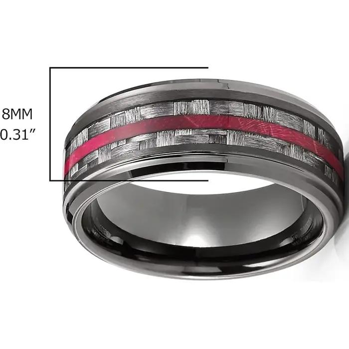 Anneau de mariage en acier inoxydable serti de fibre de carbone pour homme et femme occasions spéciales romantiques et cadeaux d'anniversaire