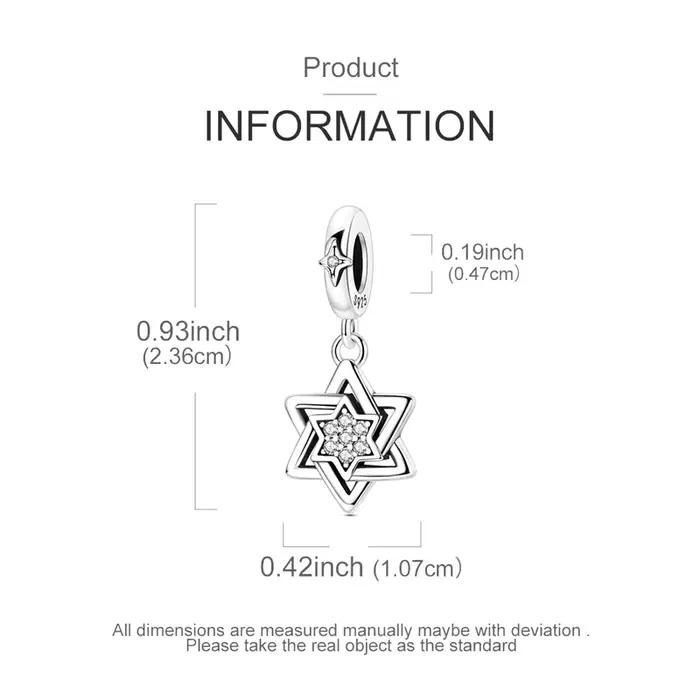 Pendentif Etoile de David en Argent Sterling 925 Bijou Traditionnel Femme Occasions Spéciales ProtectionSpirituelle