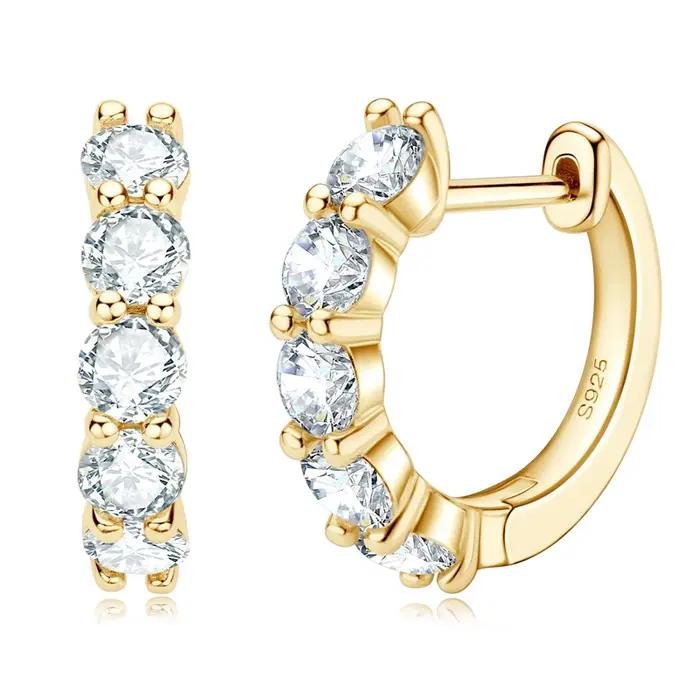 IOGOU – boucles d'oreilles Huggie couleur Moissanite pour femmes et filles