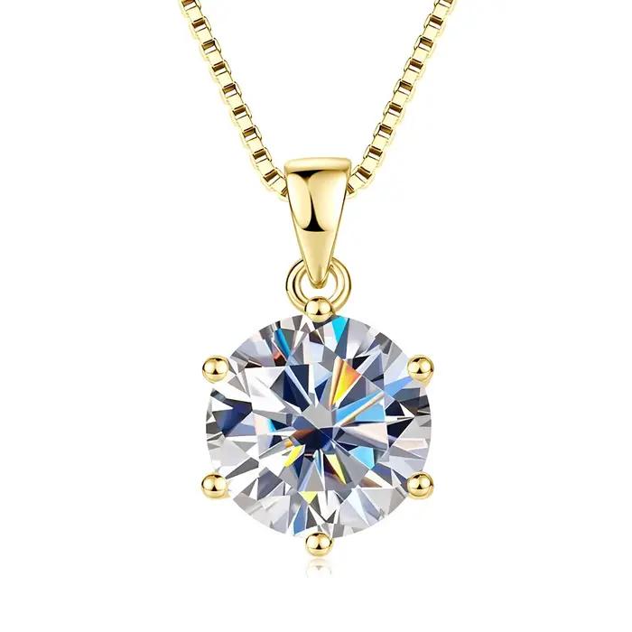 Collier pour femme IOGOU Solitaire 6,5 mm-11 mm avec diamant d'imitation de laboratoire 1CT-5CT VVS1