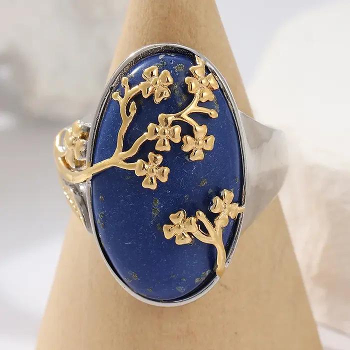 Bague Turquoise synthétique ovale rétro Unique