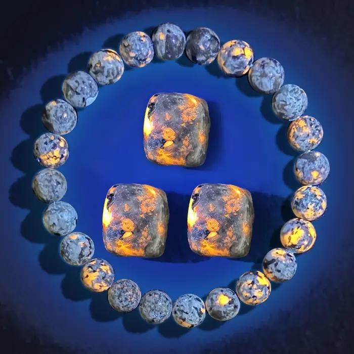 Bracelet en pierre de flamme naturelle avec accessoires