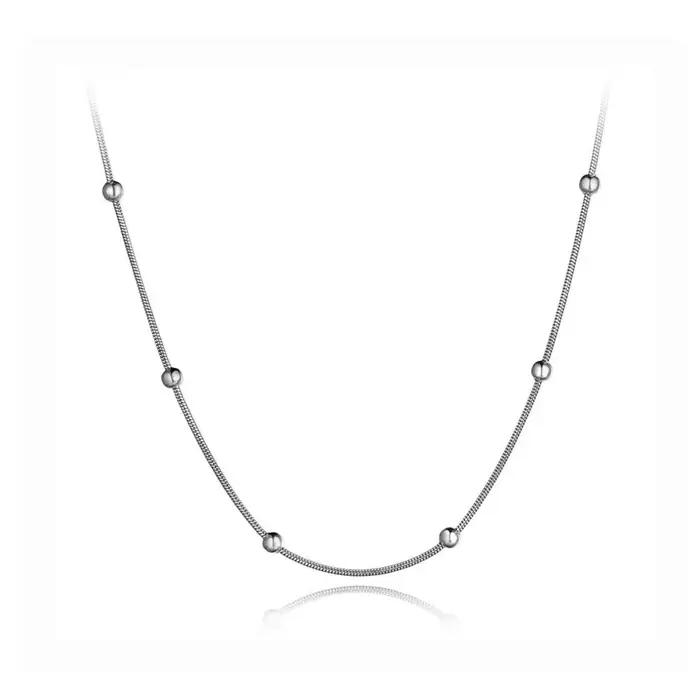 Collier Lokaer à la Mode Or Rose Perles Rondes Chaîne Serpent Bijou Finition Brillante Femmes Occasions Spéciales