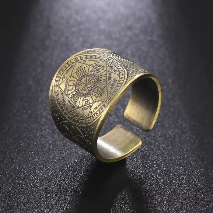 HIPEE – bague d'ouverture à nœud celtique pour hommes, Style Punk rétro, croix, étoile à sept branches, Formation magique, anneaux ouverts, bijoux pour Couple, cadeau