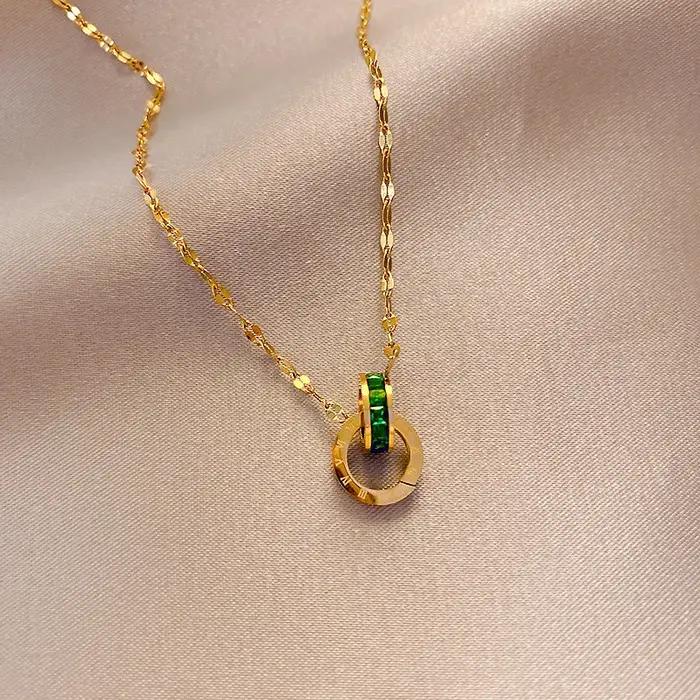 Collier en or jaune 18 carats pour femme avec pendentif unique cadeau d'engagement mariage fiançailles anniversaire utilisation quotidienne