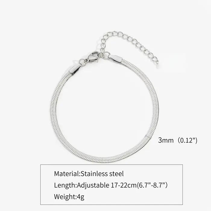Bracelet à chaîne plate en acier inoxydable pour hommes et femmes